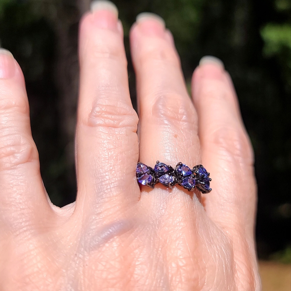 STUNNING Tanzanite sterling & Rhodium ring sz7 - Picture 10 of 10
